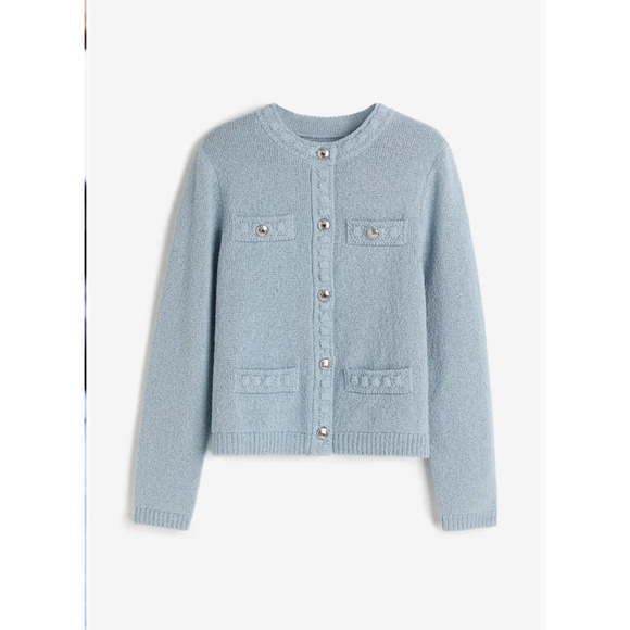 H&M Cardigan Powder Blue Knit‎ Sweater Size Small - Picture 1 of 7